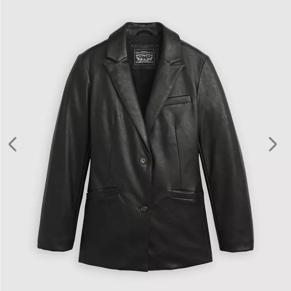 Levi’s Faux leather single breasted blazer with button closure and center Sz XXL - Picture 5 of 6